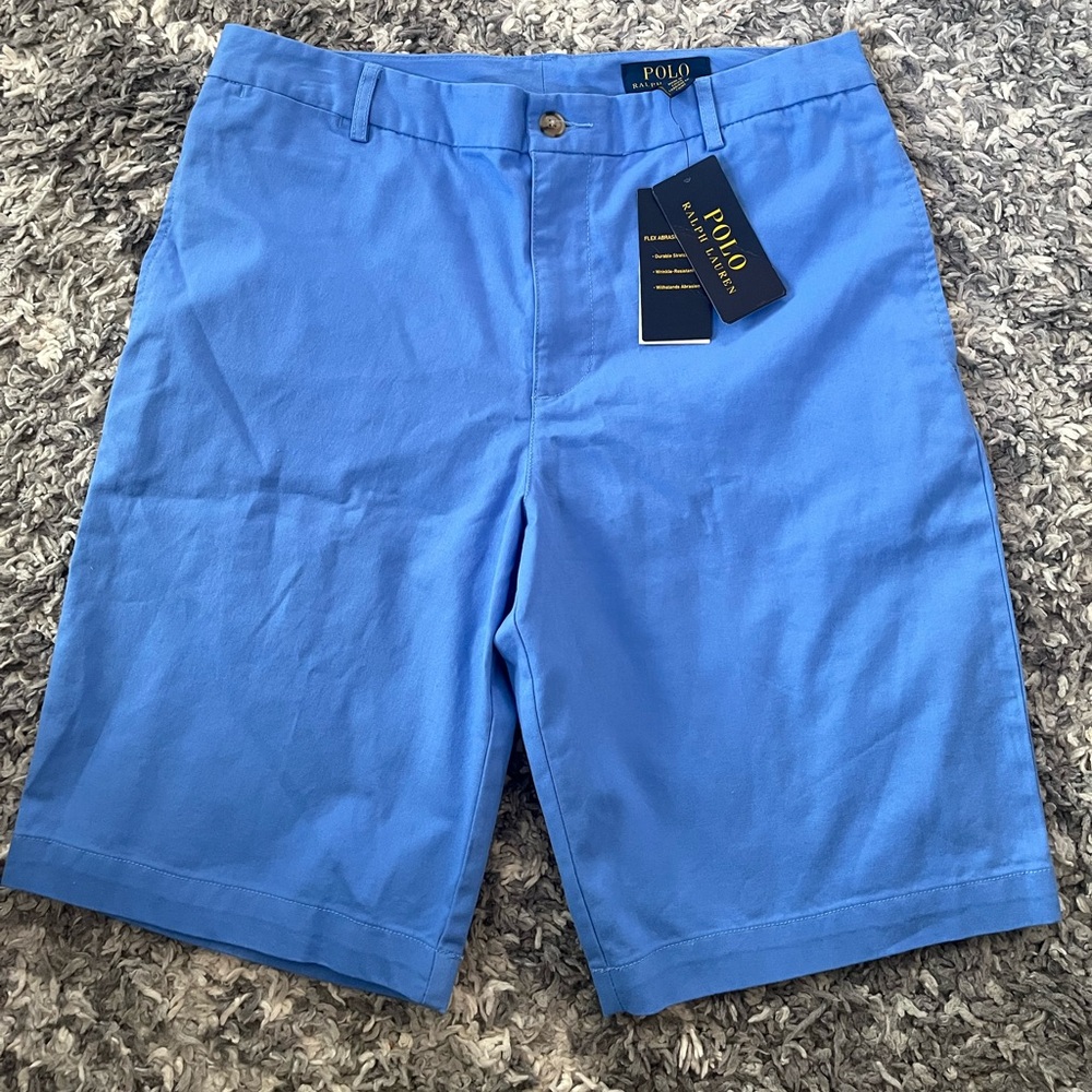 Ralph Lauren Boys Blue Flat Front Shorts Sz 20 NEW W TAG